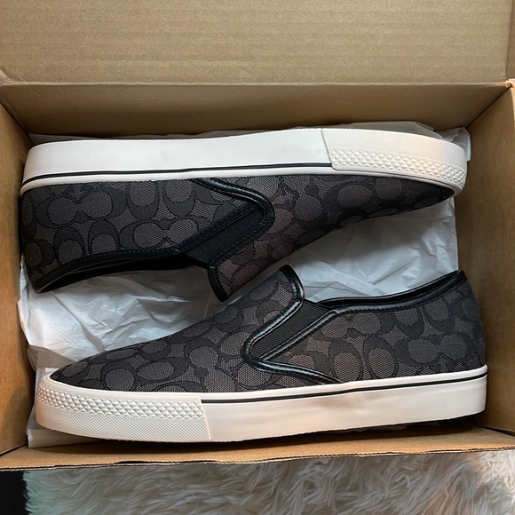🖤Coach Men's Black Signature Jacquard Slip On Skate Sneaker (C8958) - Picture 12 of 13